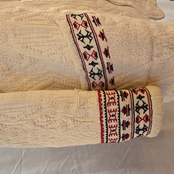 Mango Embroidered Boho Western Cotton Zip Up Jacket Cream Size Small - Picture 4 of 8